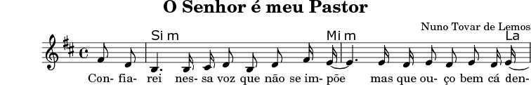 Partitura O Senhor Meu Pastor É